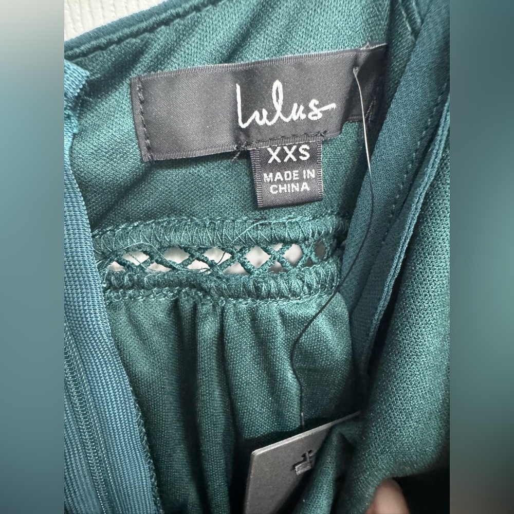 Lulus Never a Dull Moment Emerald Green Tie-Strap Pleated Midi Dress XXS - Picture 10 of 11